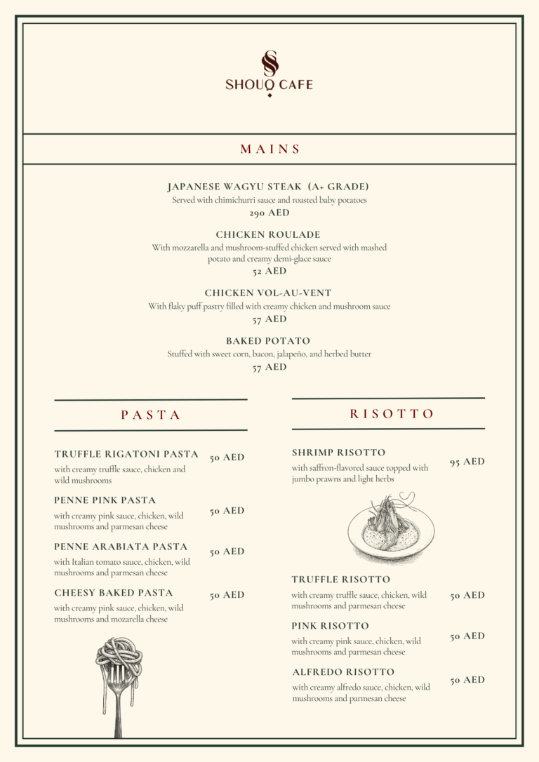 Shouq Cafe food menu page2
